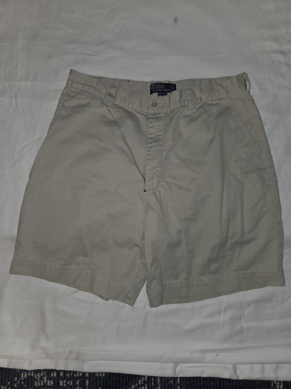 Polo Ralph Lauren Shorts Sz 36 Mens Beige Chino Bermuda Cotton Logo Prospect